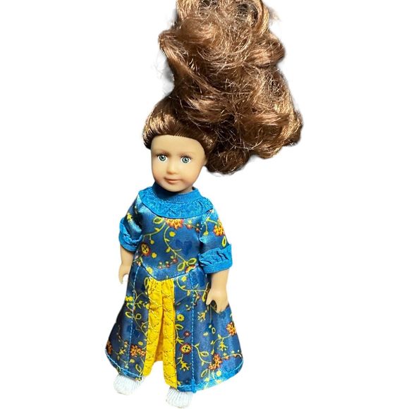 American Girl Mini Doll 6" Small Felicity Merriman Green Eyes Blue Dress - Picture 2 of 15